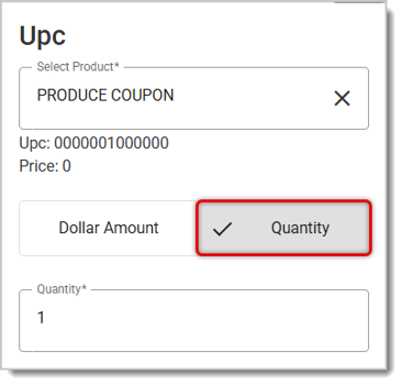Image of the UPC Trigger menu for configuring automated coupons in the  system's Back End..
