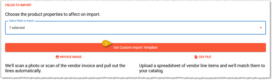 Image showing the custom purchase order template download button in the MarktPOS system back end.