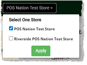 Image showing the store selection area of the system's Back End.