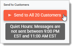 Image showing a notice about 'quiet hours' in the Bulk SMS page of the  system's Back End.