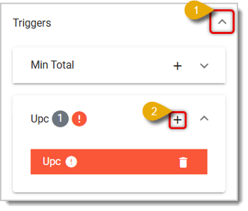 Image of the UPC Trigger menu for Electronic Coupons in the  system's Back End..