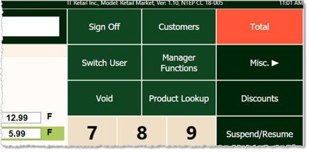 Image showing the Total button in the Markt POS Front End.