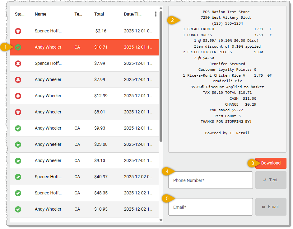 Image showing how to work with transactions in the electronic journal page of the balancing area of the  system's back end.