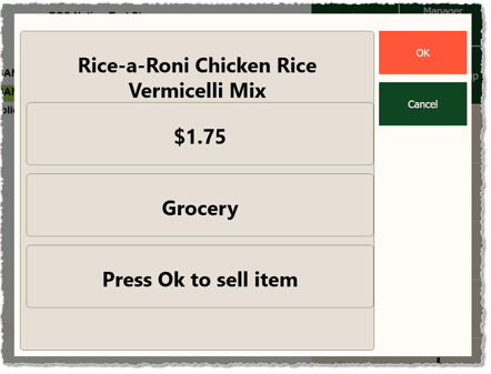 Image showing the price check window for an item in the Markt POS Front End.