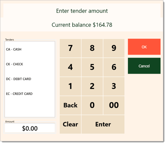 Image showing the Receive on Account payment window in the Front End of the system.