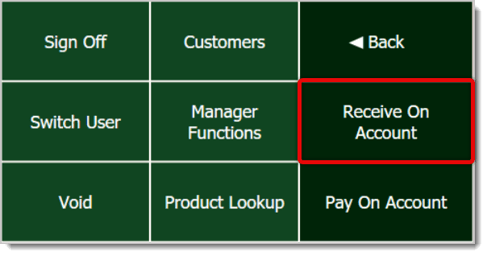 Image of the right-hand panel, where Receive on Account is highlighted.