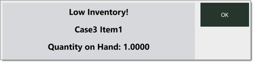 Image showing a low inventory alert on the  system's front end.
