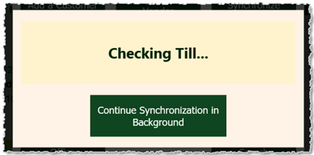 Image showing a system message about active synchronization in the Markt POS Front End.