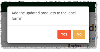 Image showing the option to add uploaded products to the label printing form in the Markt POS Back End.