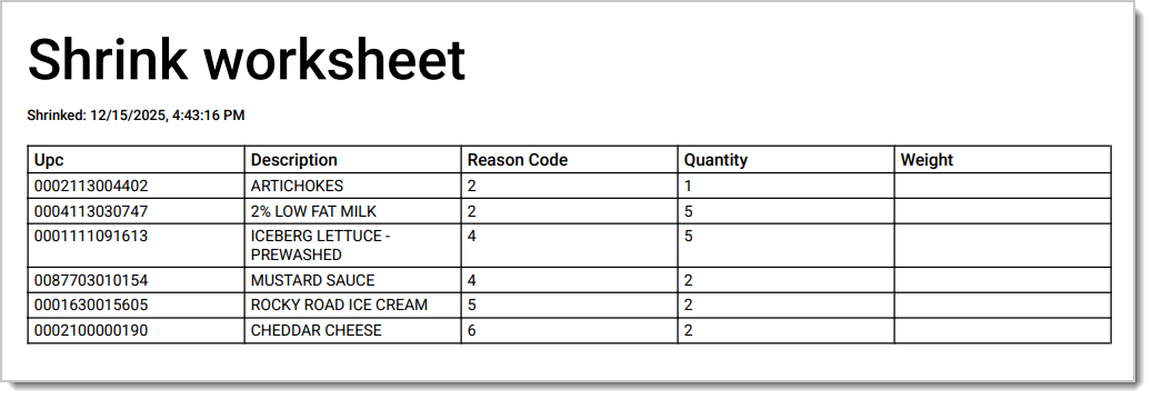 Image of the Shrink Worksheet that automatically opens for you to download.