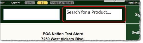 Image showing the product code search field in the Front End of the system.