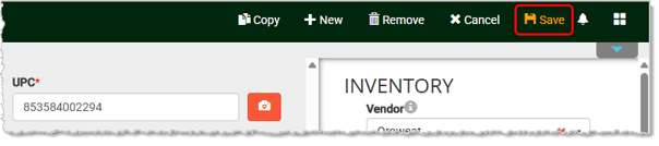 Image showing the Product Maintenance page Save button in the Markt POS Back End.