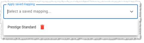 Image showing how to select a saved import template in the system.