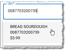 Image showing a UPC search result in the Quick Inventory tool of the system's back end.