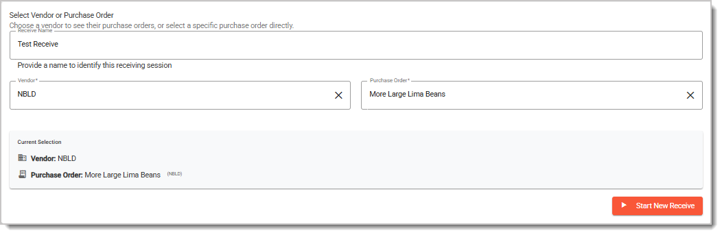 Image of the Receive starting page.
