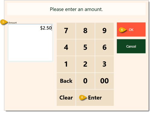 Image of the window where you can enter the refund amount in the  Front End.
