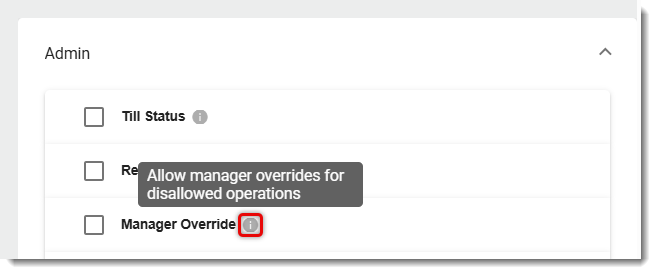 Image of a Permission Description in the Roles page.