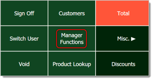 Image of the Front End left-hand panel. The Manager Functions button is highlighted.