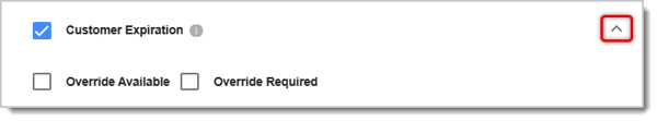 Image of the Customer Expiration permission's Override options.