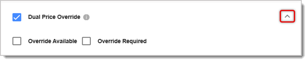 Image of the Dual Price Override permission's additional Override options.