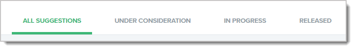 Image of the top bar menu for submitted suggestions.