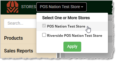 Image showing the Store selection area of the system's back end.