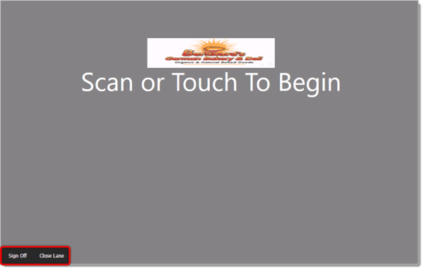 Image of the starting screen for the self checkout lane.