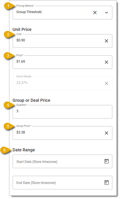 Image of the Group-Threshold special product pricing fields.