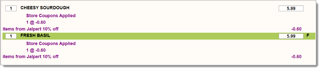 Image of the Vendor Coupon applying to two items.