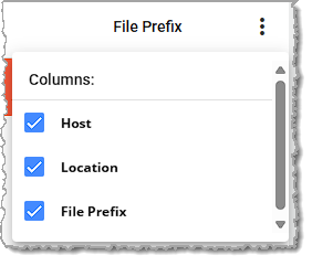 Image showing the action menu of the Vendor Price Import page with options for the columns that display.