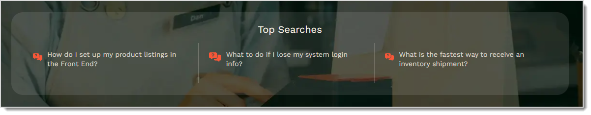 Image showing the Top Searches of the Knowledge Base..