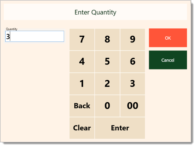 Image showing the manual adjustment of an item's Quantity field in the system's Front End.